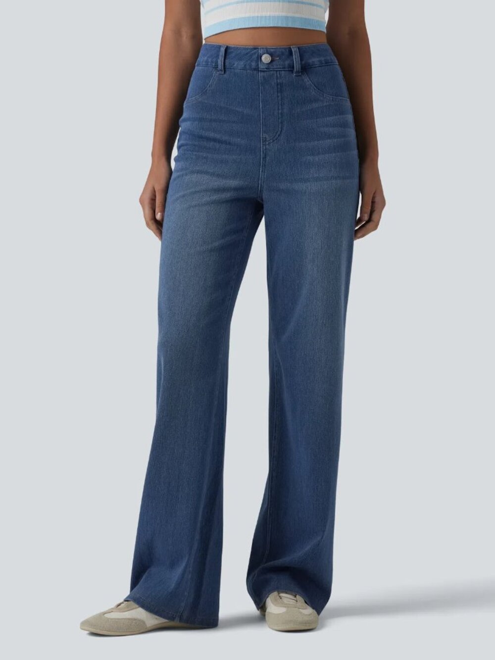 Halara Flex High Waisted Sculpted Lift Design Straight Leg Jeans Pockets M Reg - Picture 6 of 8